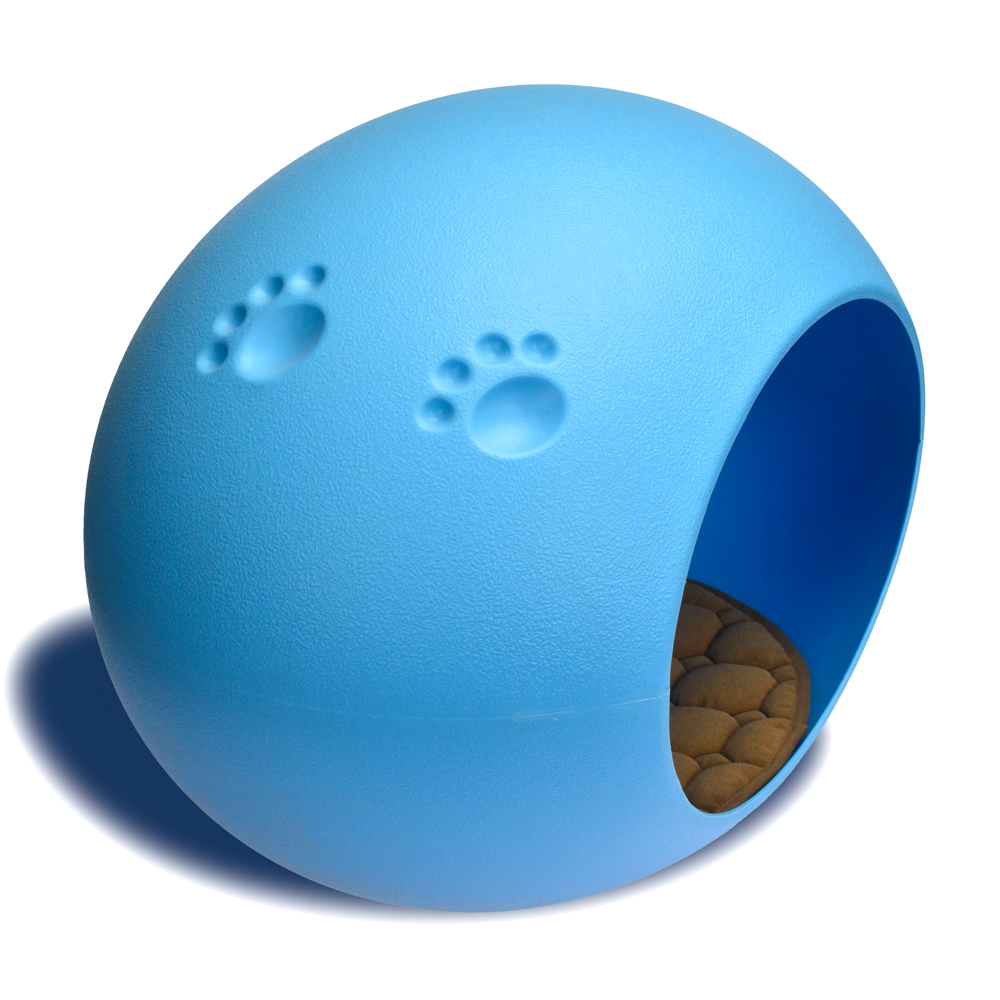 KE WOOW Casa para gato, Cat bed, Cama tipo cueva con tapete interior base térmica para perro, gato y otras mascotas, Tamaño grande. ideal para razas de perro miniatura y Chicas, Color Azul