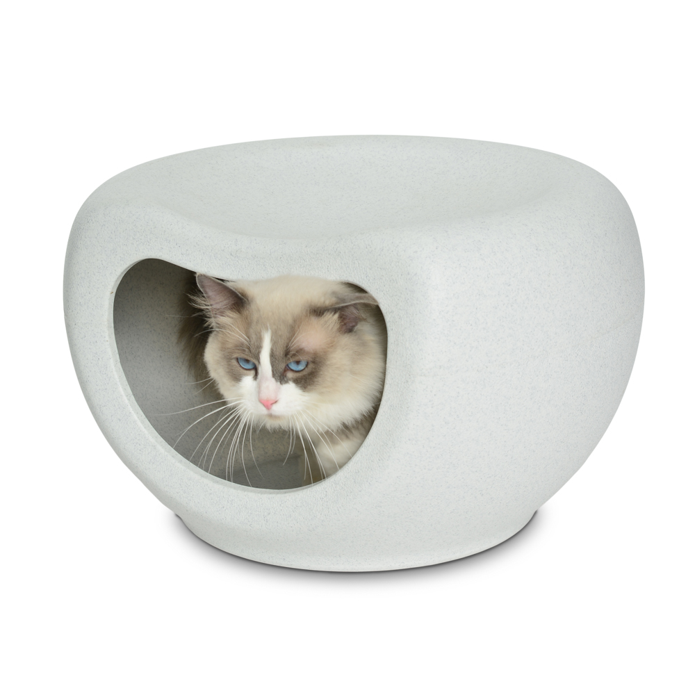 KE WOOW Casa cueva para gatos, perros y otras mascotas y asiento para niños. Casa 2 en 1 es casita y asiento, soporta hasta 50 kgs de peso. Tamaño mediano Color Gris Marmol