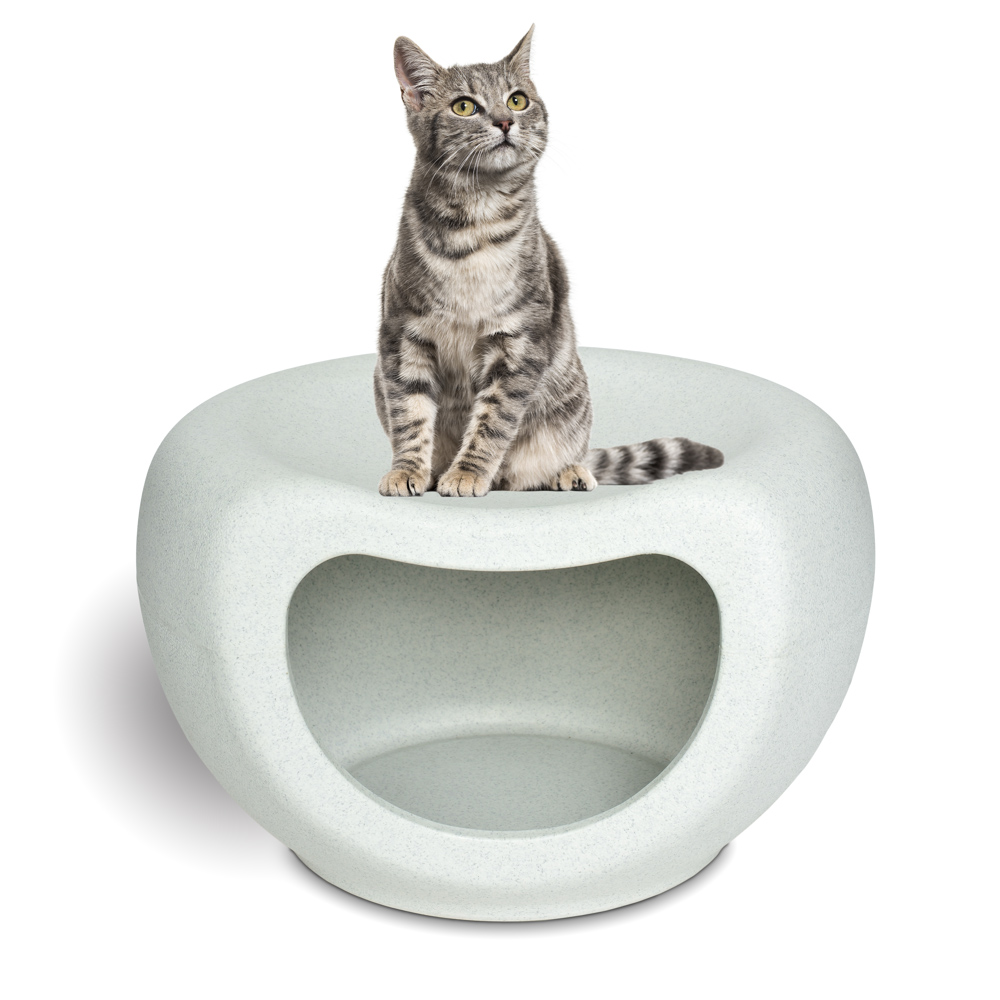 KE WOOW Casa cueva para gatos, perros y otras mascotas y asiento para niños. Casa 2 en 1 es casita y asiento, soporta hasta 50 kgs de peso. Tamaño mediano Color Gris Marmol