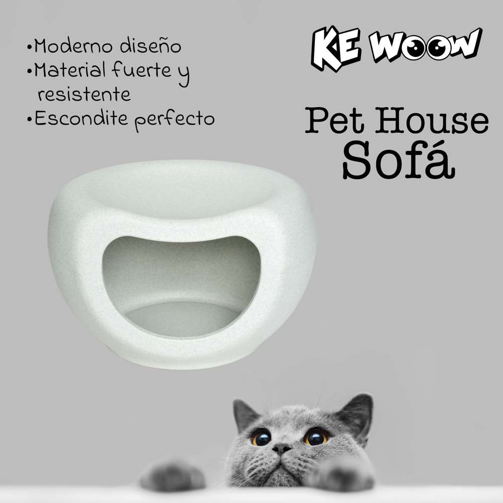 KE WOOW Casa cueva para gatos, perros y otras mascotas y asiento para niños. Casa 2 en 1 es casita y asiento, soporta hasta 50 kgs de peso. Tamaño mediano Color Gris Marmol