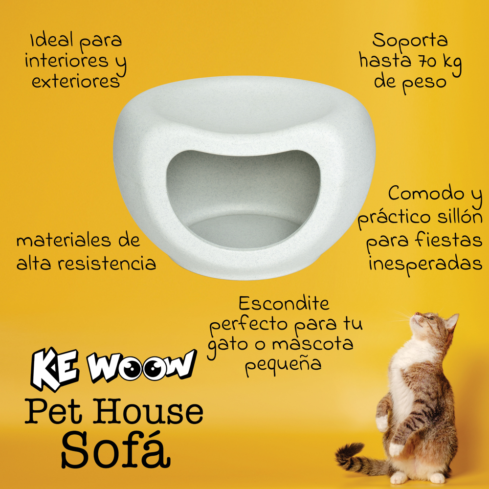 KE WOOW Casa cueva para gatos, perros y otras mascotas y asiento para niños. Casa 2 en 1 es casita y asiento, soporta hasta 50 kgs de peso. Tamaño mediano Color Gris Marmol