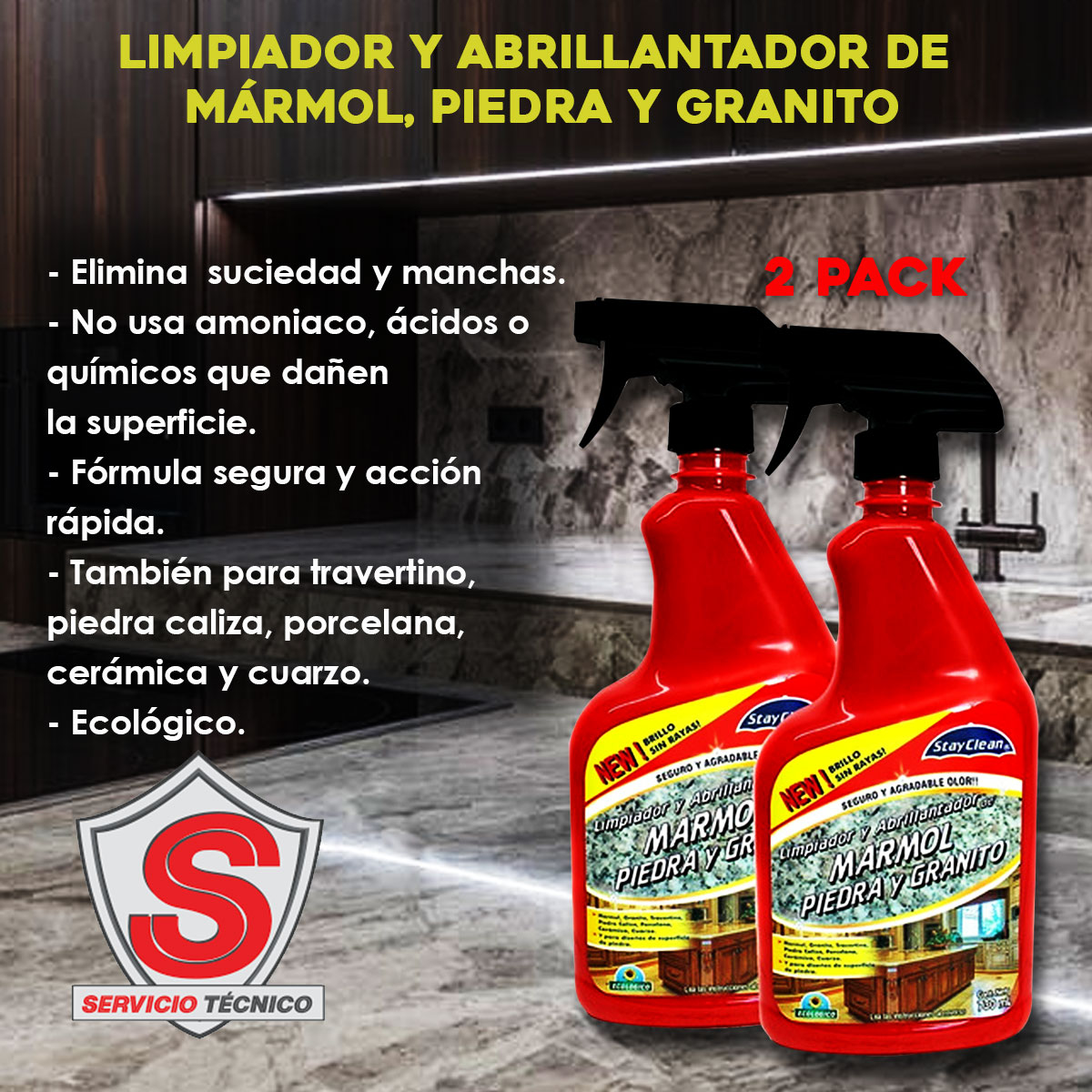 Limpiador Y Abrillantador Para Mármol Y Granito 2 Pack