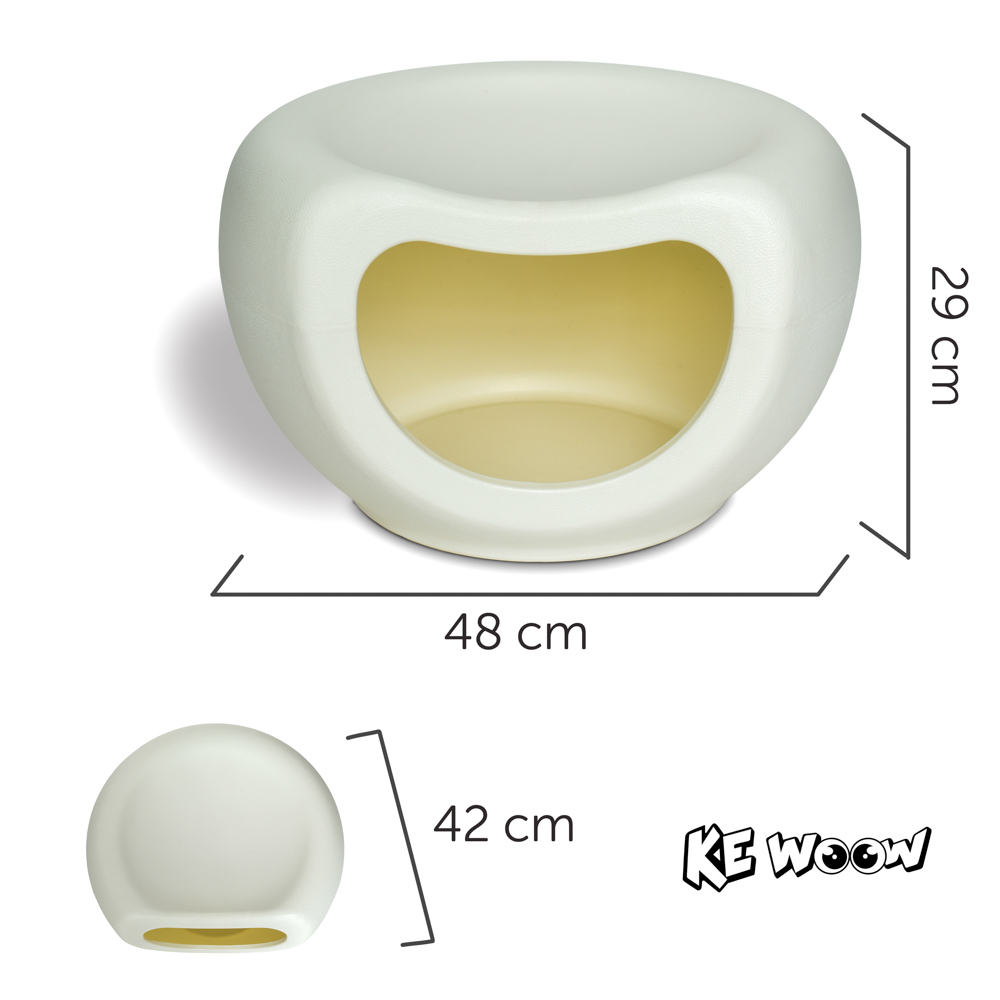 KE WOOW Casa cueva para gatos, perros y otras mascotas y asiento para niños. Casa 2 en 1 es casita y asiento, soporta hasta 50 kgs de peso. Tamaño mediano Color Blanco