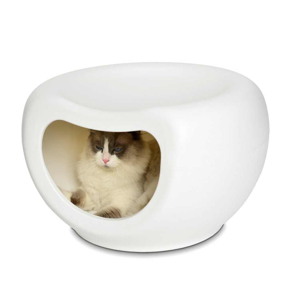 KE WOOW Casa cueva para gatos, perros y otras mascotas y asiento para niños. Casa 2 en 1 es casita y asiento, soporta hasta 50 kgs de peso. Tamaño mediano Color Blanco