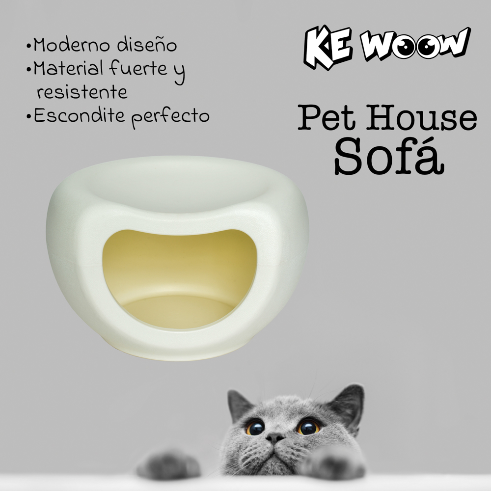 KE WOOW Casa cueva para gatos, perros y otras mascotas y asiento para niños. Casa 2 en 1 es casita y asiento, soporta hasta 50 kgs de peso. Tamaño mediano Color Blanco