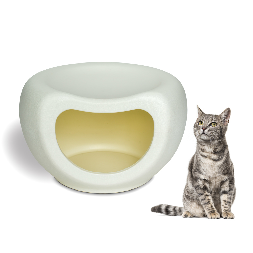 KE WOOW Casa cueva para gatos, perros y otras mascotas y asiento para niños. Casa 2 en 1 es casita y asiento, soporta hasta 50 kgs de peso. Tamaño mediano Color Blanco