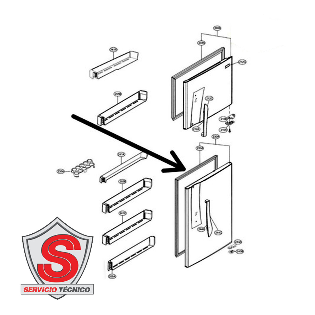 Empaque De Puerta Refrigerador LG Original 4987jj1004l
