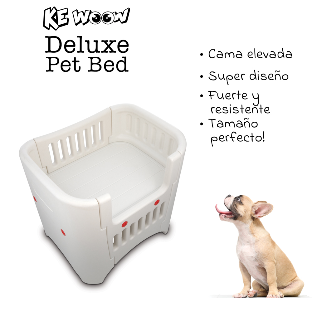 KE WOOW Cuna de lujo para perros, Cama de Noche Elevada para Perros, Gatos y otras Mascotas, Cunita para Cachorros y Gatitos, Dog's and Pets Cute Crib, Tamaño Mediano, Color Blanco