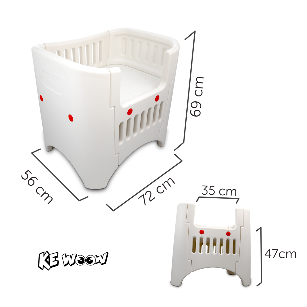 KE WOOW Cuna de lujo para perros, Cama de Noche Elevada para Perros, Gatos y otras Mascotas, Cunita para Cachorros y Gatitos, Dog's and Pets Cute Crib, Tamaño Mediano, Color Blanco