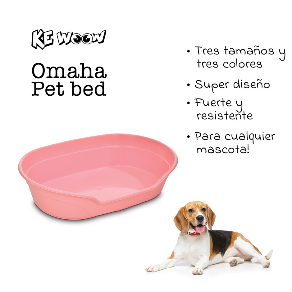 KE WOOW Cama para perros, gatos, conejos y mas, Camita de plástico con colchón incluido, Cama de fácil acceso, Dog bed. Tamaño Mediano Color Rosa
