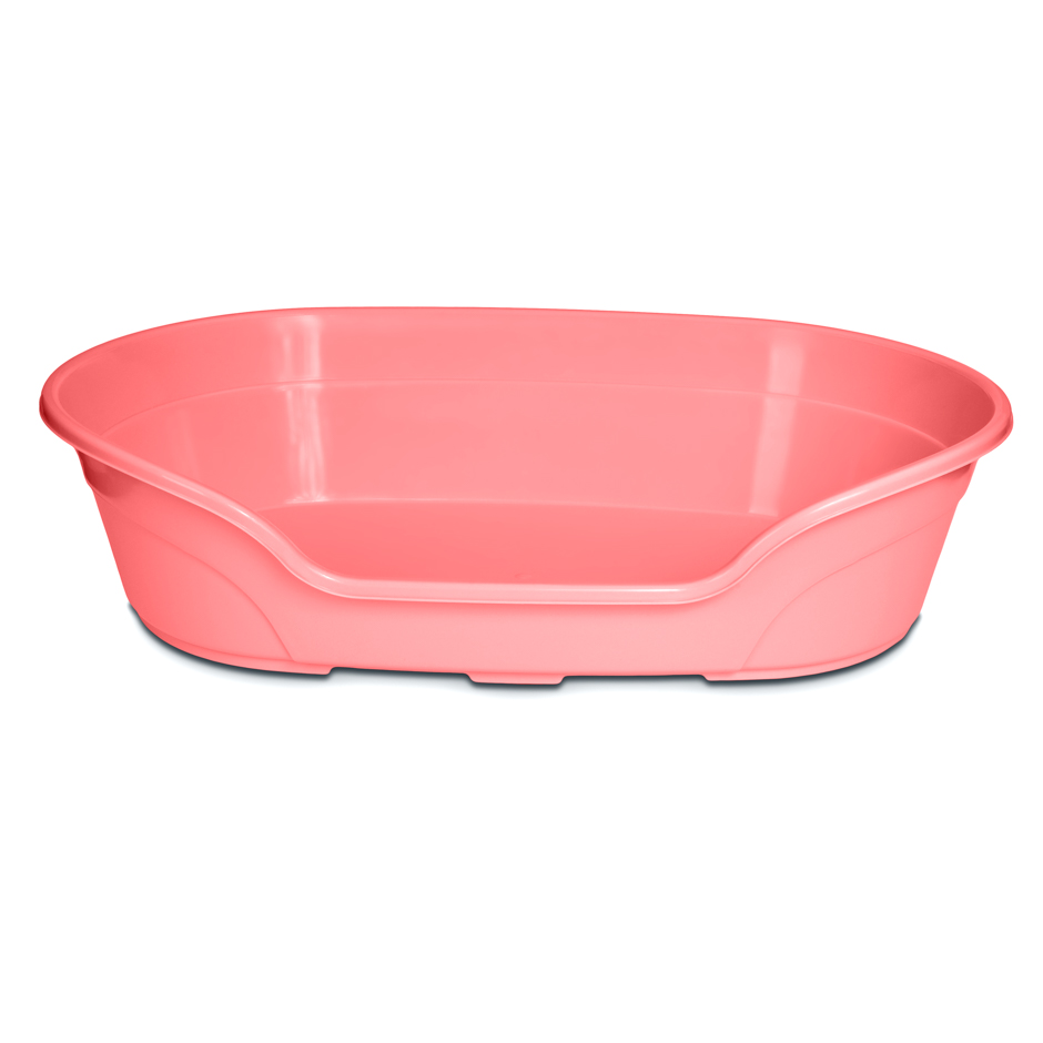 KE WOOW Cama para perros, gatos, conejos y mas, Camita de plástico con colchón incluido, Cama de fácil acceso, Dog bed. Tamaño Mediano Color Rosa