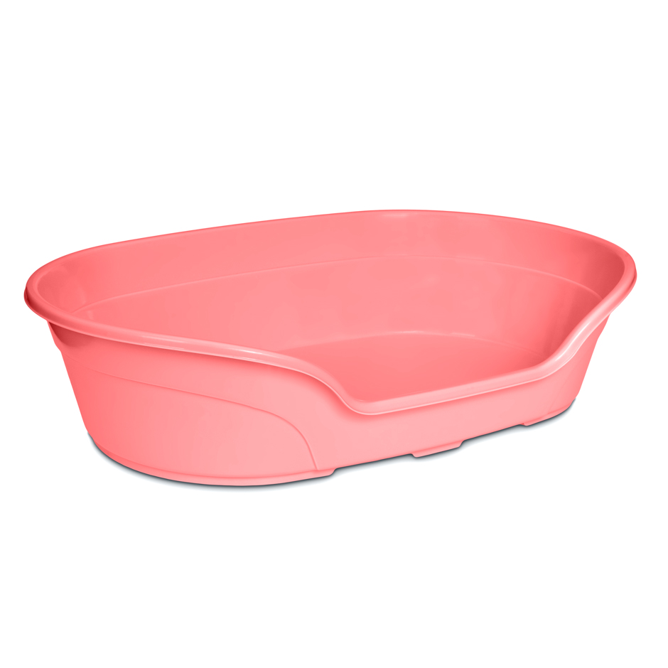 KE WOOW Cama para perros, gatos, conejos y mas, Camita de plástico con colchón incluido, Cama de fácil acceso, Dog bed. Tamaño Mediano Color Rosa