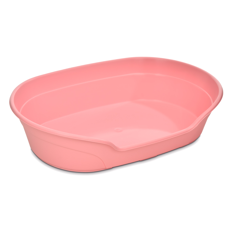 KE WOOW Cama para perros, gatos, conejos y mas, Camita de plástico con colchón incluido, Cama de fácil acceso, Dog bed. Tamaño Mediano Color Rosa