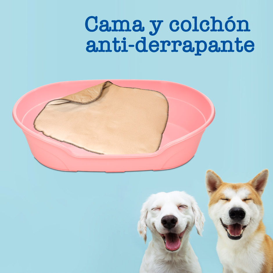 KE WOOW Cama para perros, gatos, conejos y mas, Camita de plástico con colchón incluido, Cama de fácil acceso, Dog bed. Tamaño Mediano Color Rosa