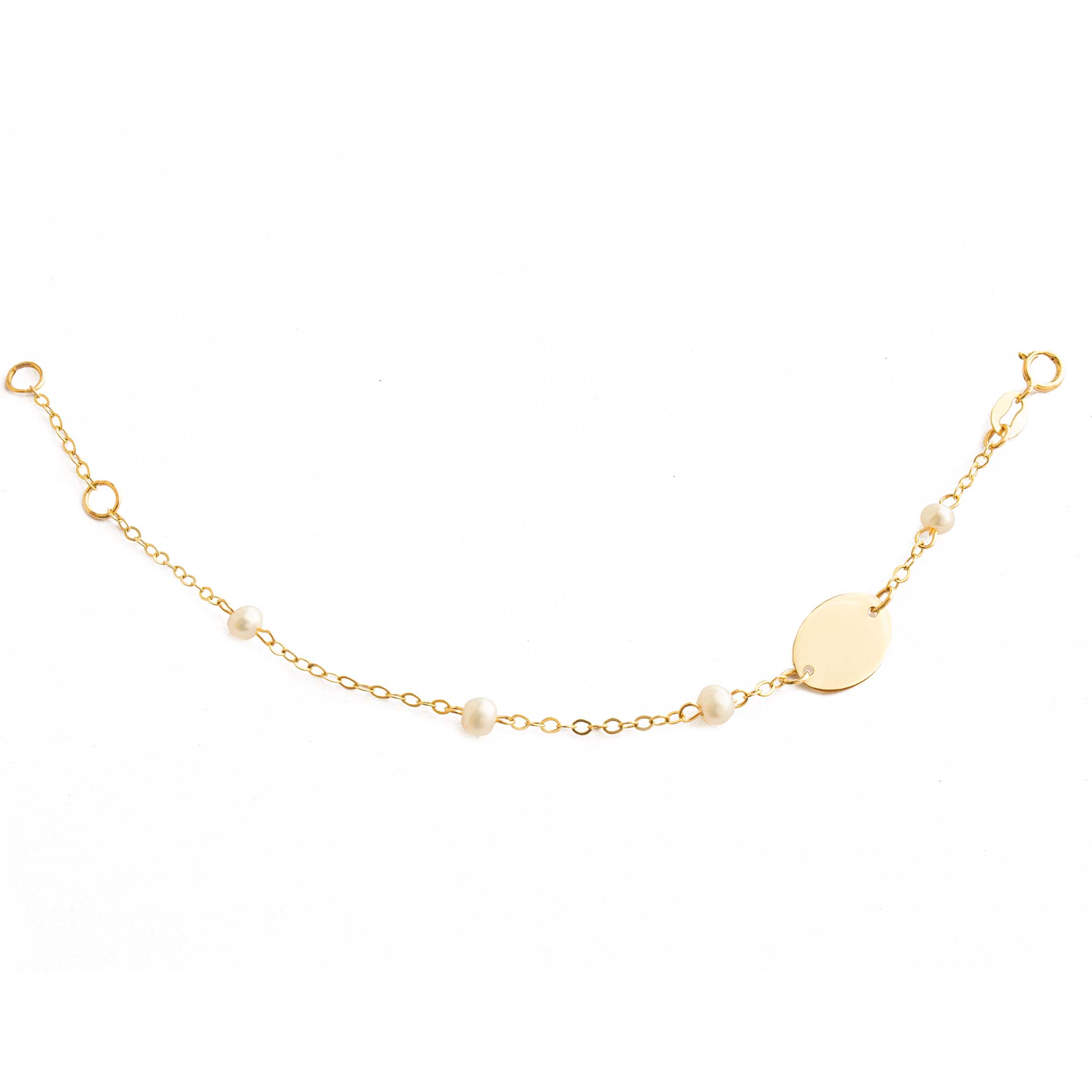 Esclava Perlas Niña/niño/bebé Oro Italiano 14 Kilates.