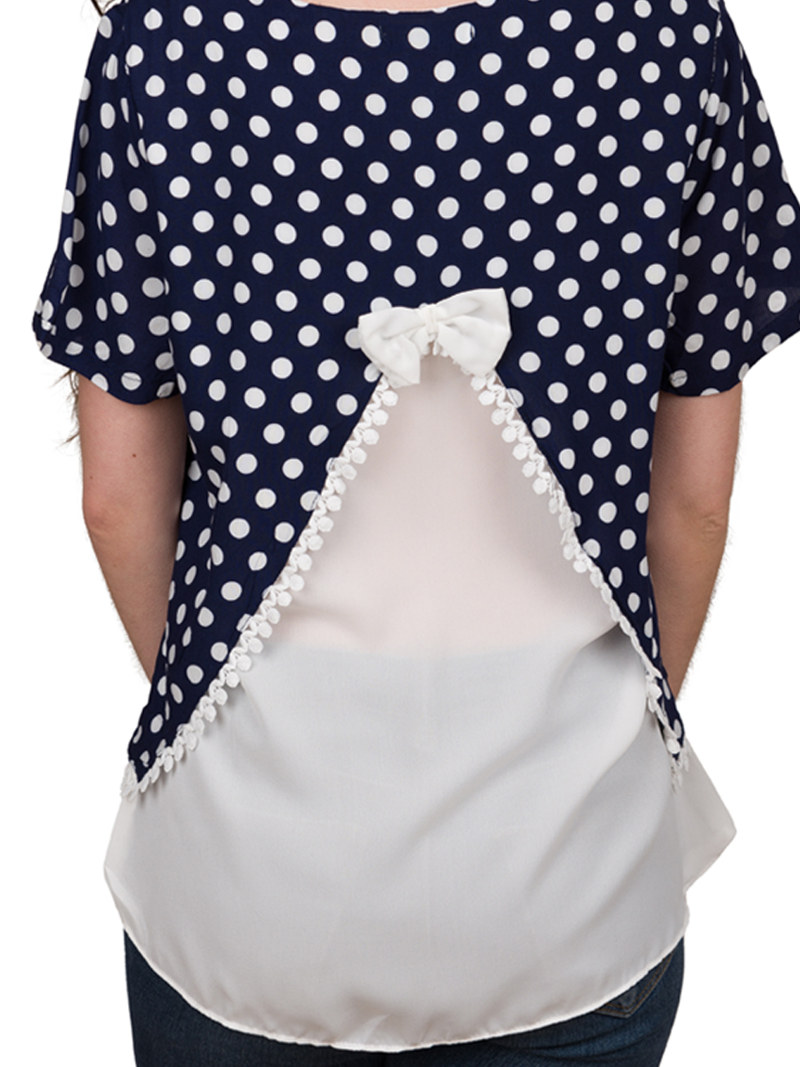 Blusa Moda Mujer Grabado Bolitas Detalle En Espalda V-8803