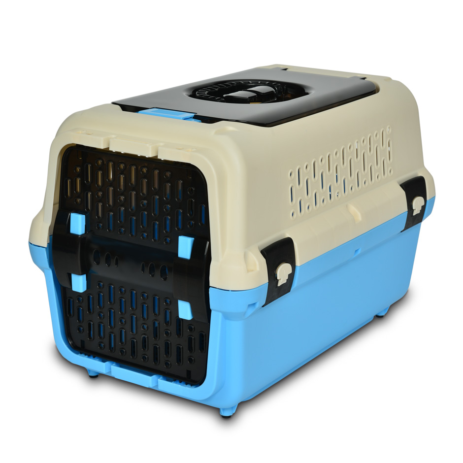 KE WOOW BIG SUR Pet Carrier, Transportadora con pueta superior para perros, gatos, conejos, hurones y mas. Ideal para viaje en avion o viajes cortos, dog Kennel Tamaño CHICO Color Azul y Rosa