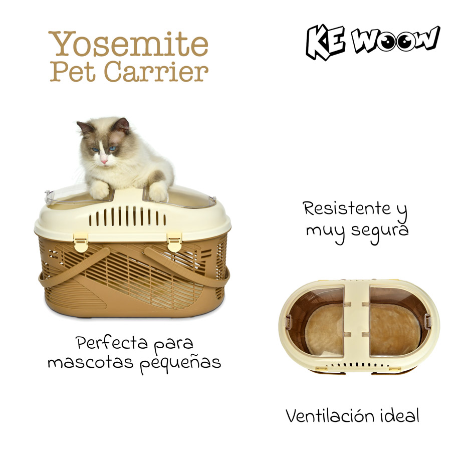 KE WOOW YOSEMITE Pet Carrier, Transportadora tipo canasta para perros, gatos y otras mascotas. En el hombro o en la mano, Kennel. Tamaño chico Color Café