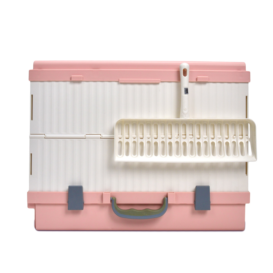 KE WOOW Arenero para gatos portátil. Caja de Arena para Gatos con Pala de Limpieza, Travel Cat Litter, Tamaño grande. Color Rosa y Azul