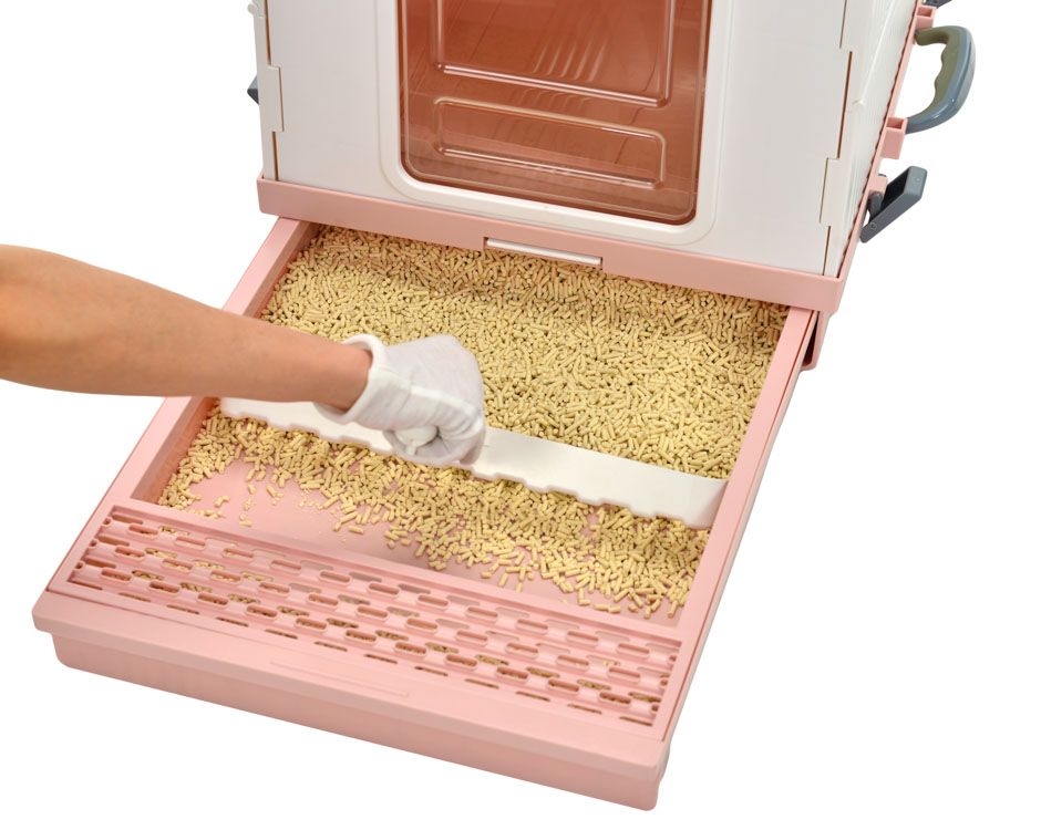 KE WOOW Arenero para gatos portátil. Caja de Arena para Gatos con Pala de Limpieza, Travel Cat Litter, Tamaño grande. Color Rosa y Azul