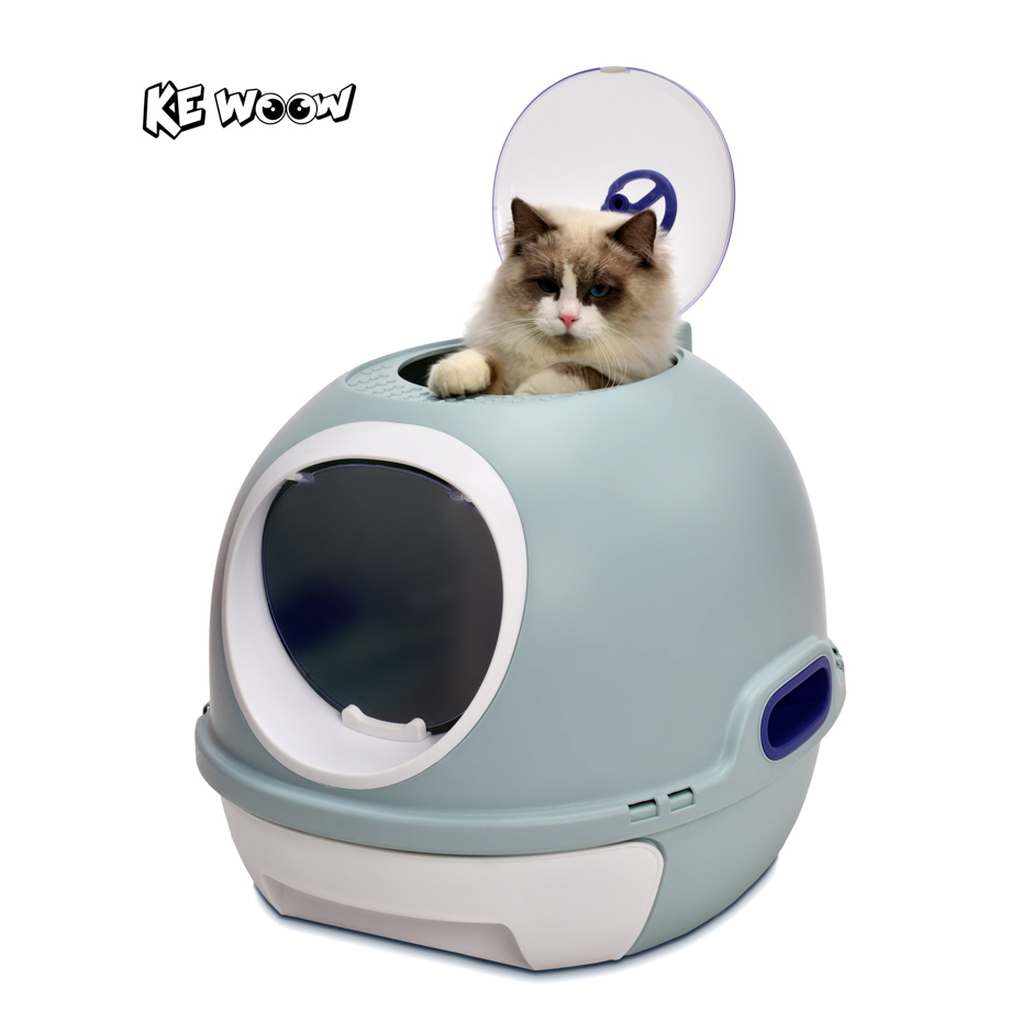 KE WOOW Arenero para gato con purificador de aire, autolimpiable. Caja de arena para gatos doble puerta. Inodoro para mininos, WC, Cat Litter, Grande, Color Rosa Y Azul