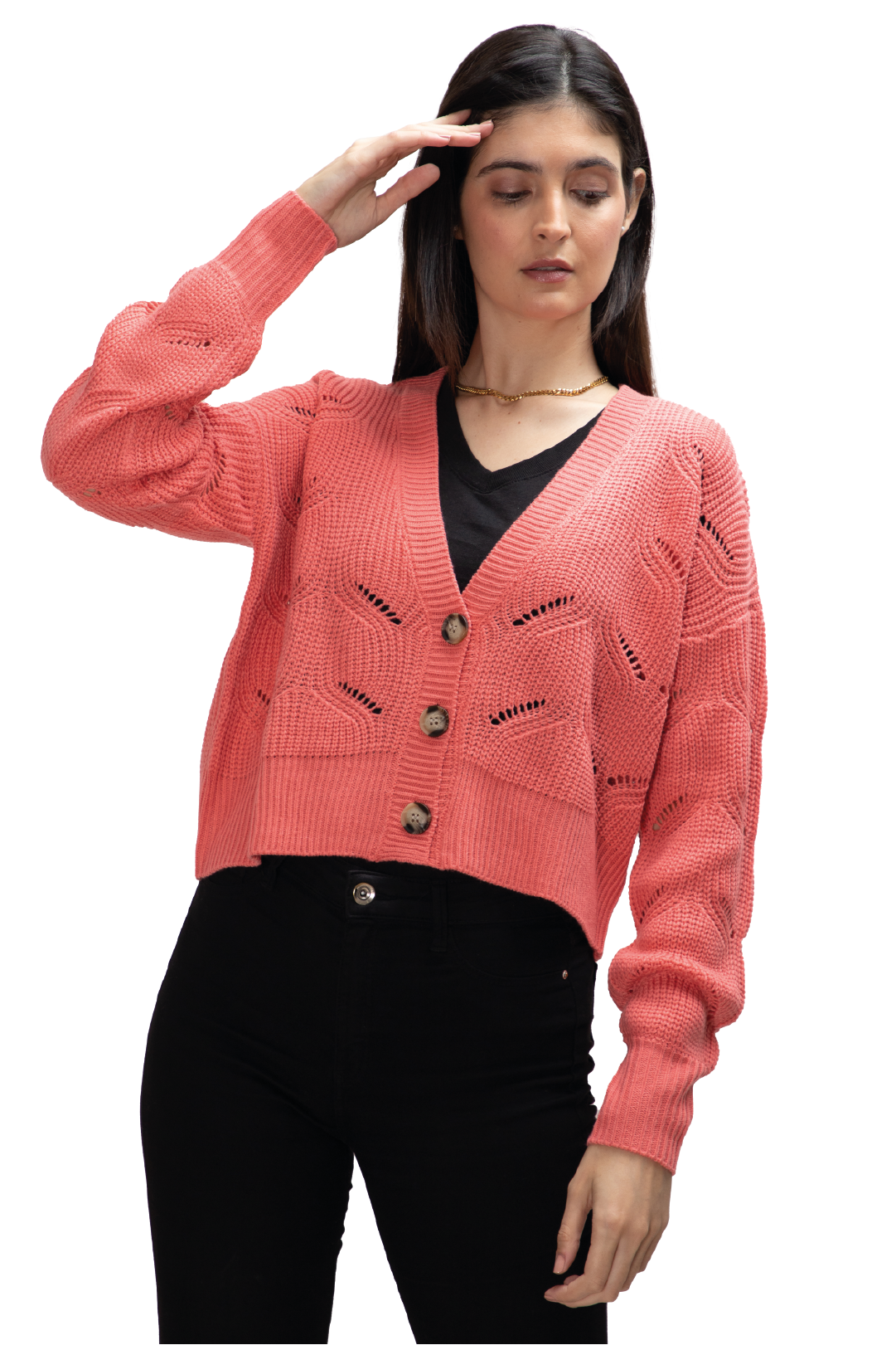 Suéter Abierto con Botones y Cuello V para Dama Generra 125805