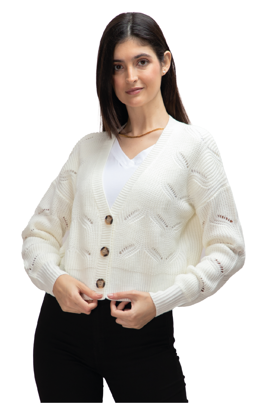 Suéter Abierto con Botones y Cuello V para Dama Generra 125805