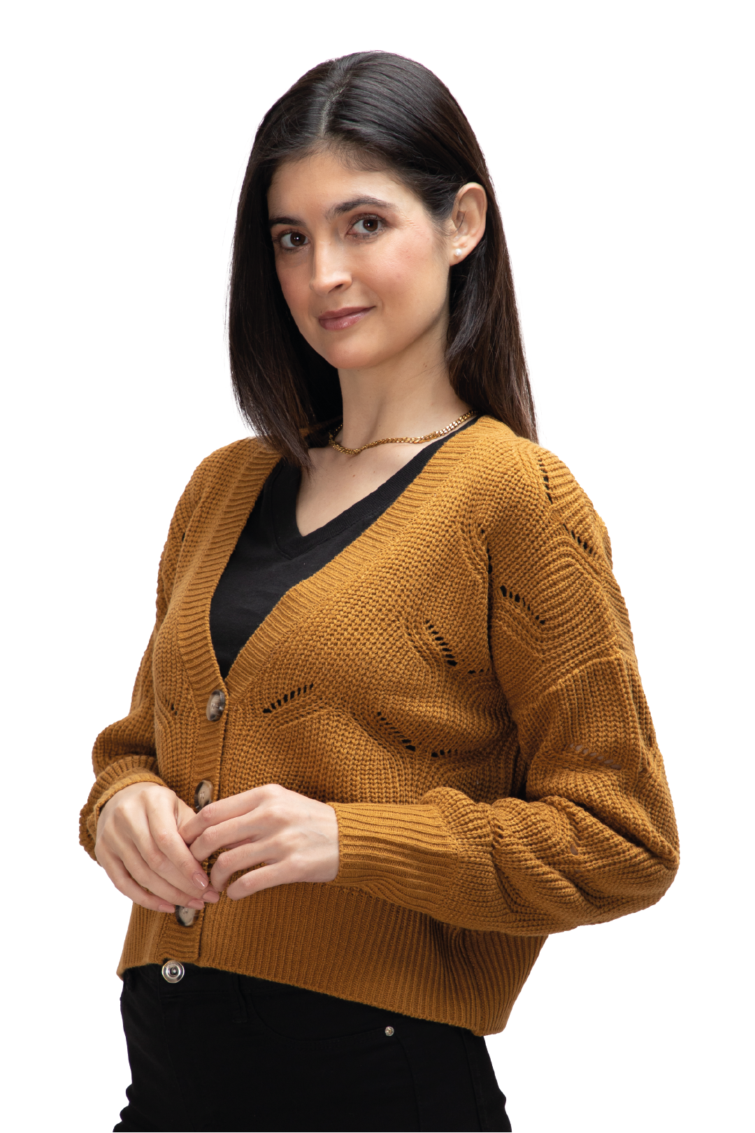 Suéter Abierto con Botones y Cuello V para Dama Generra 125805