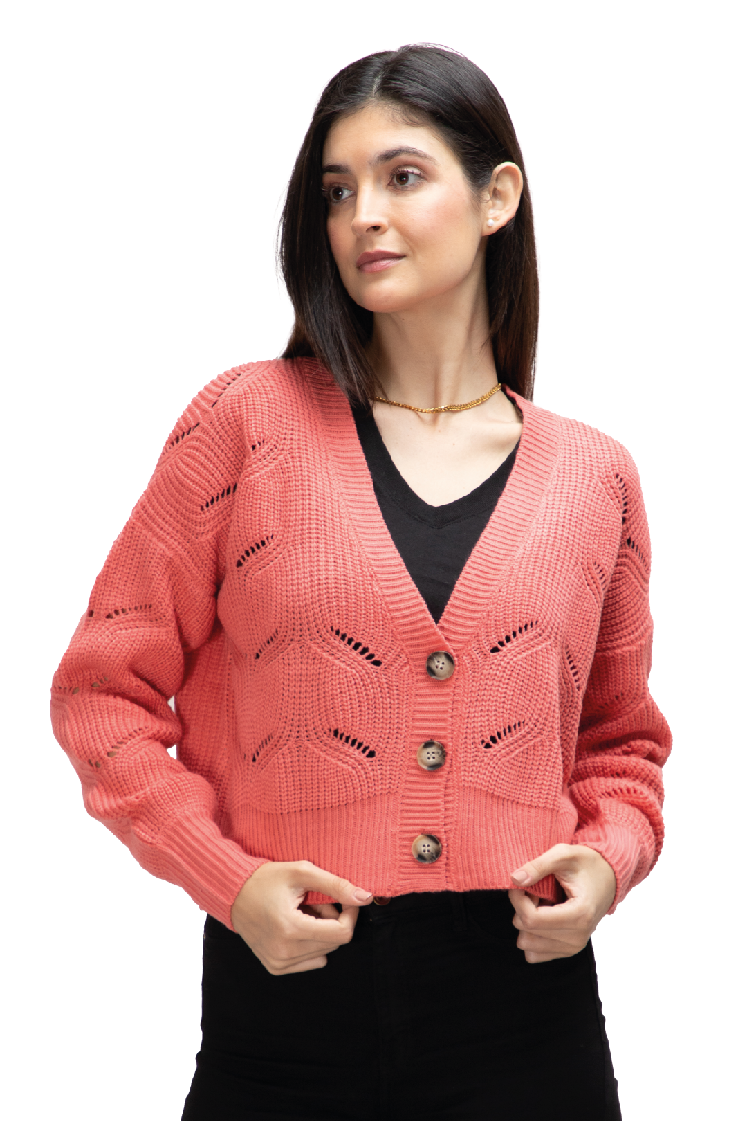 Suéter Abierto con Botones y Cuello V para Dama Generra 125805