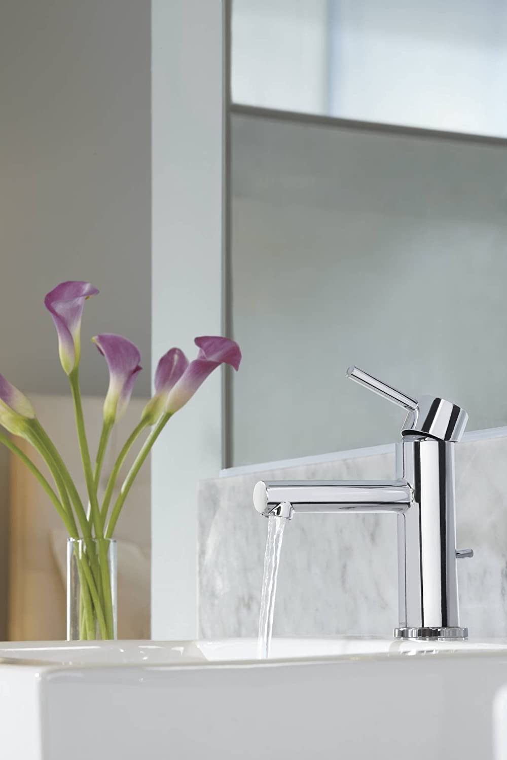 Moen 6190 Align - Grifo de baño moderno con una sola manija con montaje de drenaje y placa de cubierta opcional, cromado