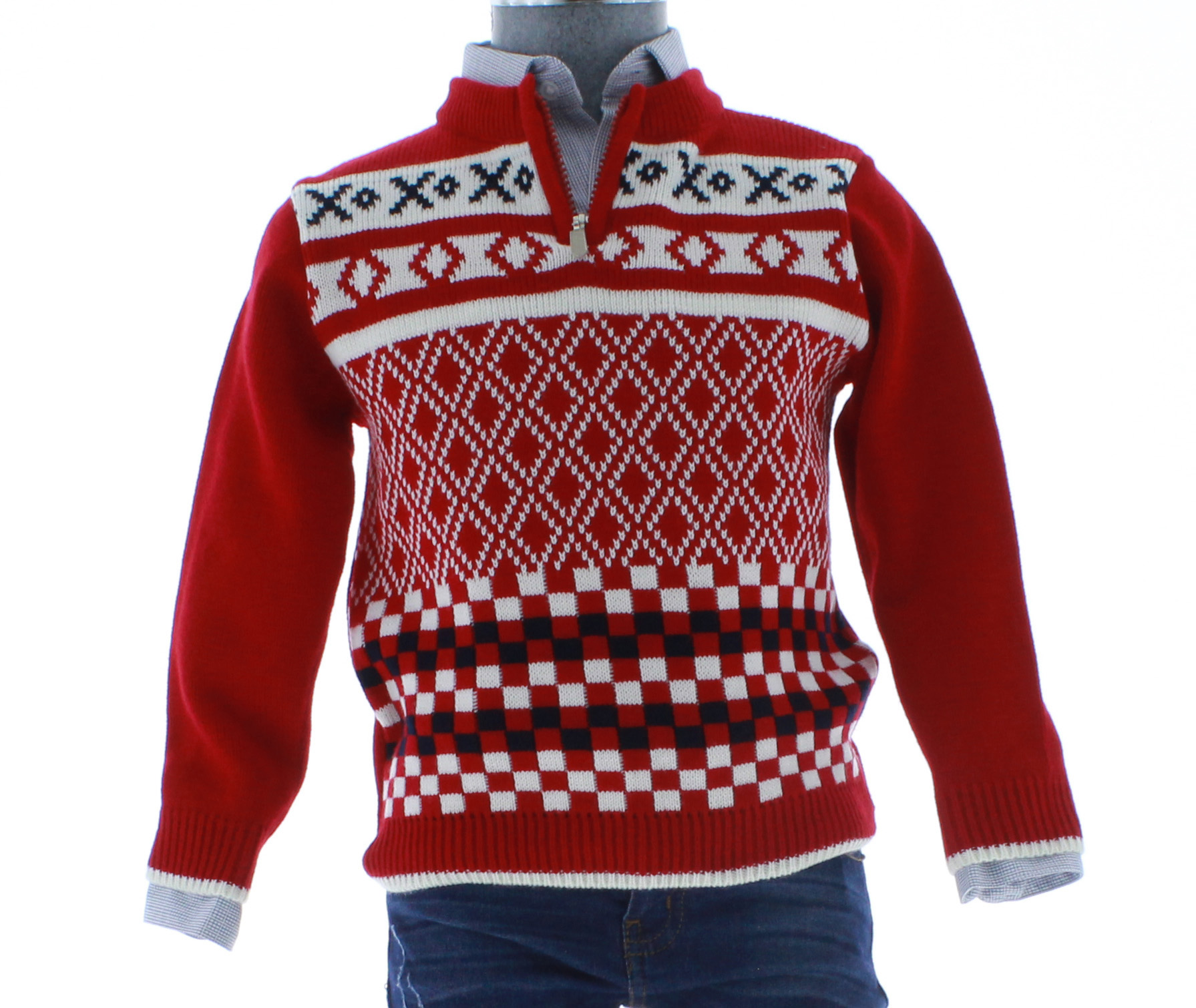 Sueter Niño Tejido Navidad Rojo 2389 1 a 16 Años.