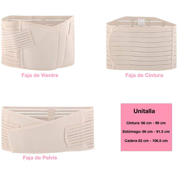 Faja Postparto 3 en 1 Kit de recuperación para  Vientre, Abdomen y Cintura