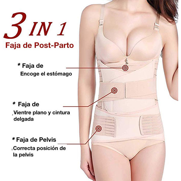 Faja Postparto 3 en 1 Kit de recuperación para  Vientre, Abdomen y Cintura