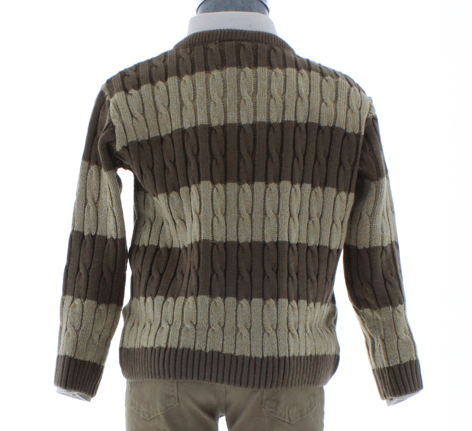 Sueter Niño Tejido Cafe Rayado 2403 1 a 16 Años.