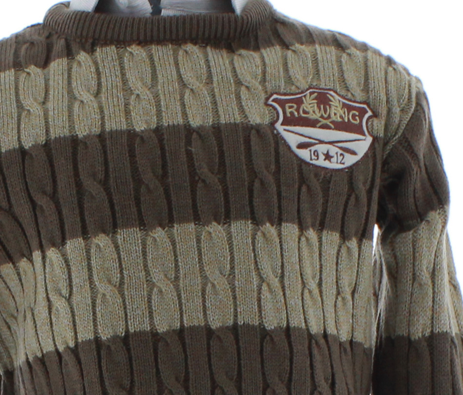 Sueter Niño Tejido Cafe Rayado 2403 1 a 16 Años.