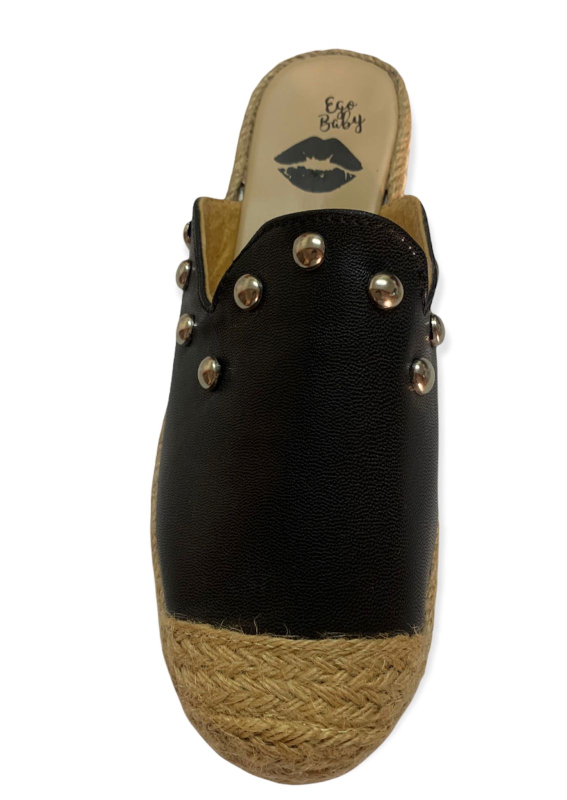 ZAPATOS ZUECOS TIPO MULE NEGROS CON ESTOPEROLES