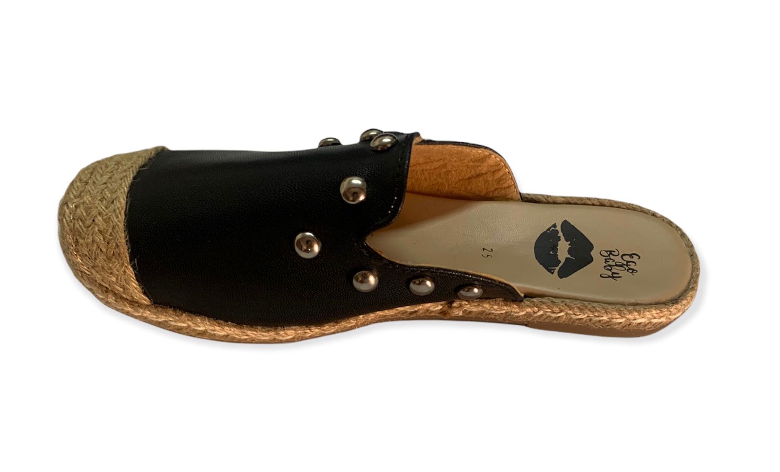 ZAPATOS ZUECOS TIPO MULE NEGROS CON ESTOPEROLES