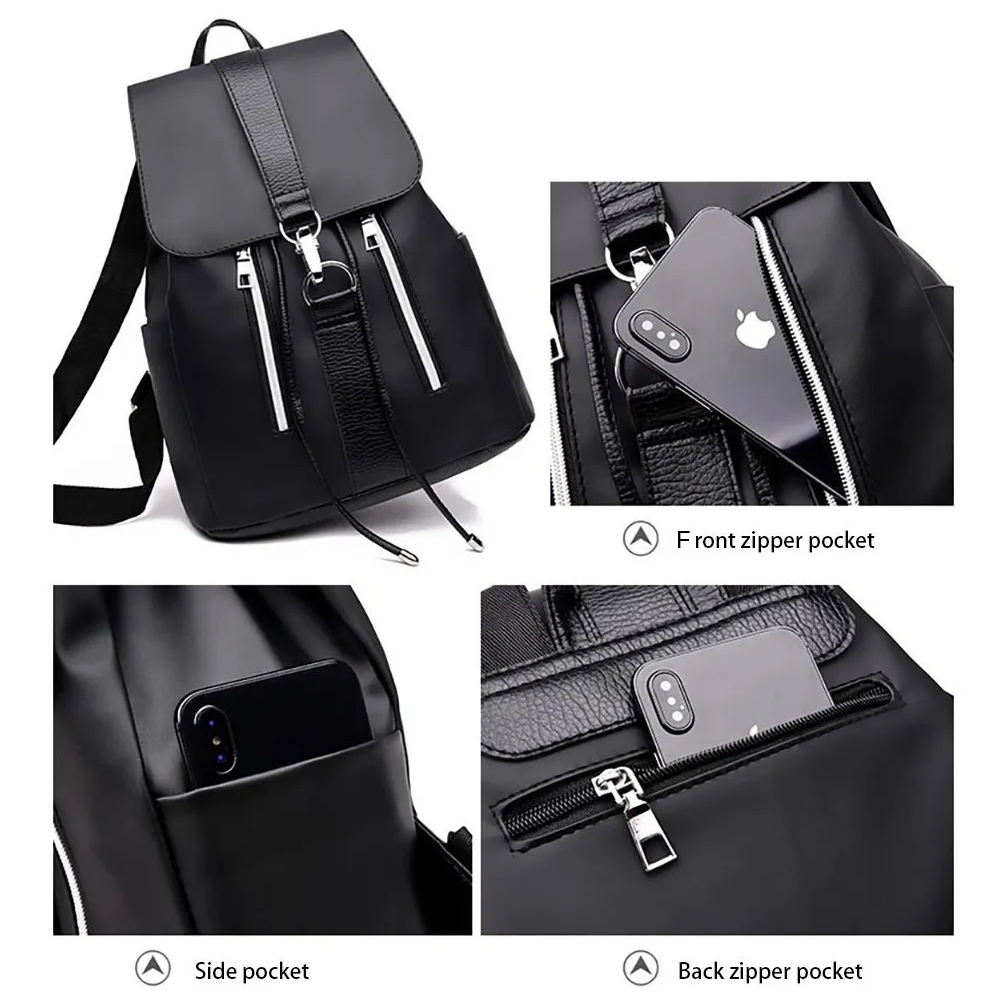 Mochila Oxford Impermeable Gran Capacidad Antirrobo Impermeable Dama Bolso Negro