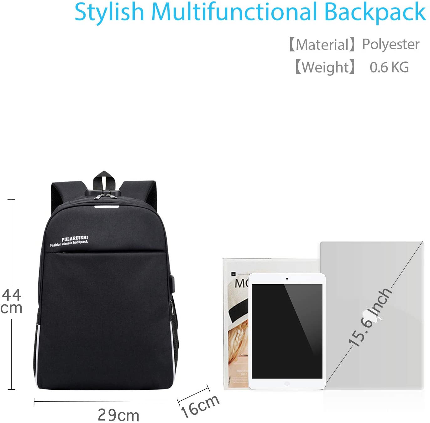 Mochila Antirrobo con puestos USB para carga y audífonos, impermeable resistente al agua, Compartimento para Laptop de 15.6 pulgadas