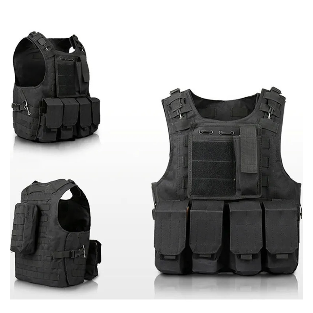 Chaleco Tactico Militar Paintball Airsoft Bolsos Removibles Negro