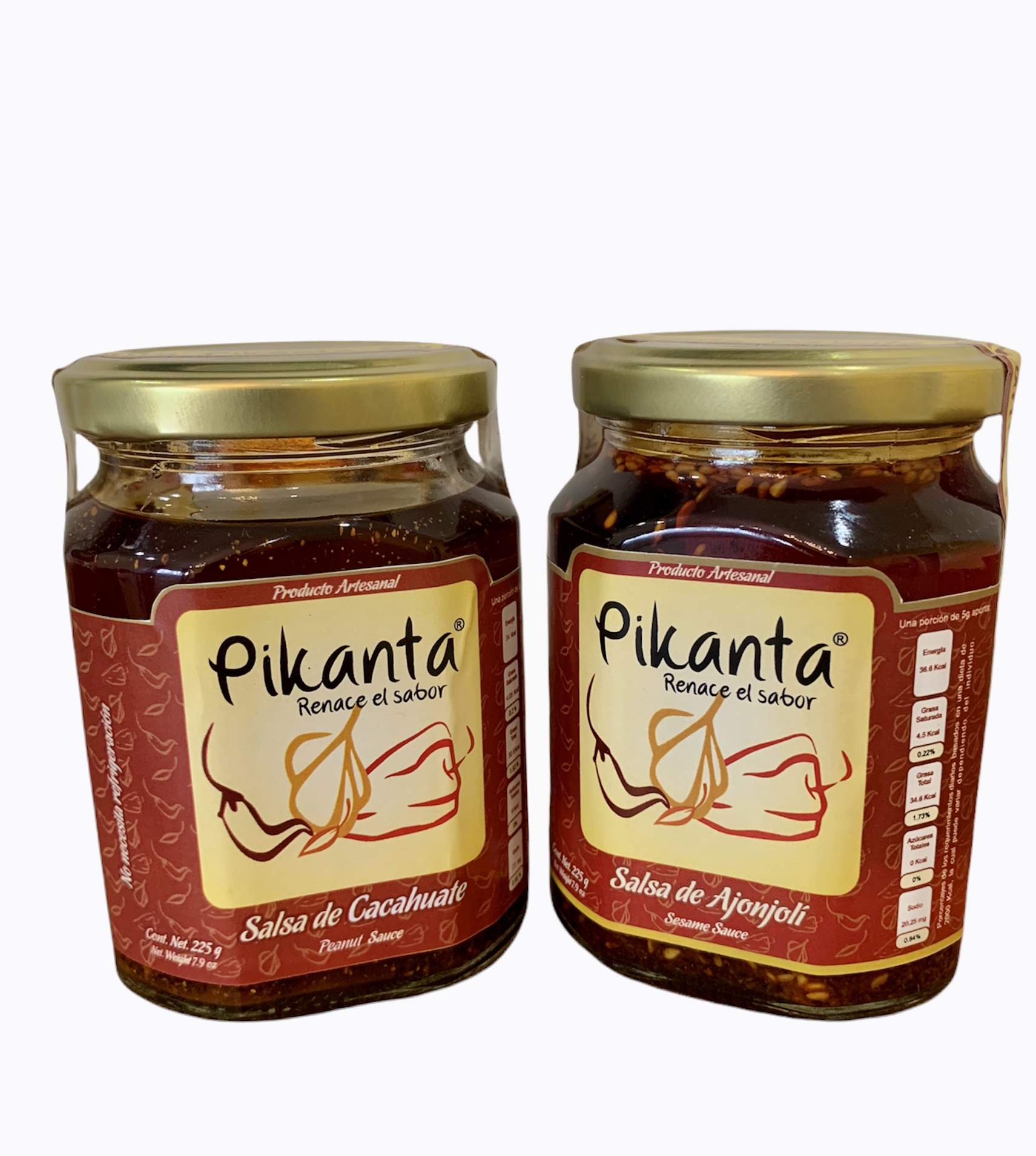 SALSA PIKANTA GOURMET ARTESANAL DE CACAHUATE Y AJONJOLI FRASCOS DE 250 GR