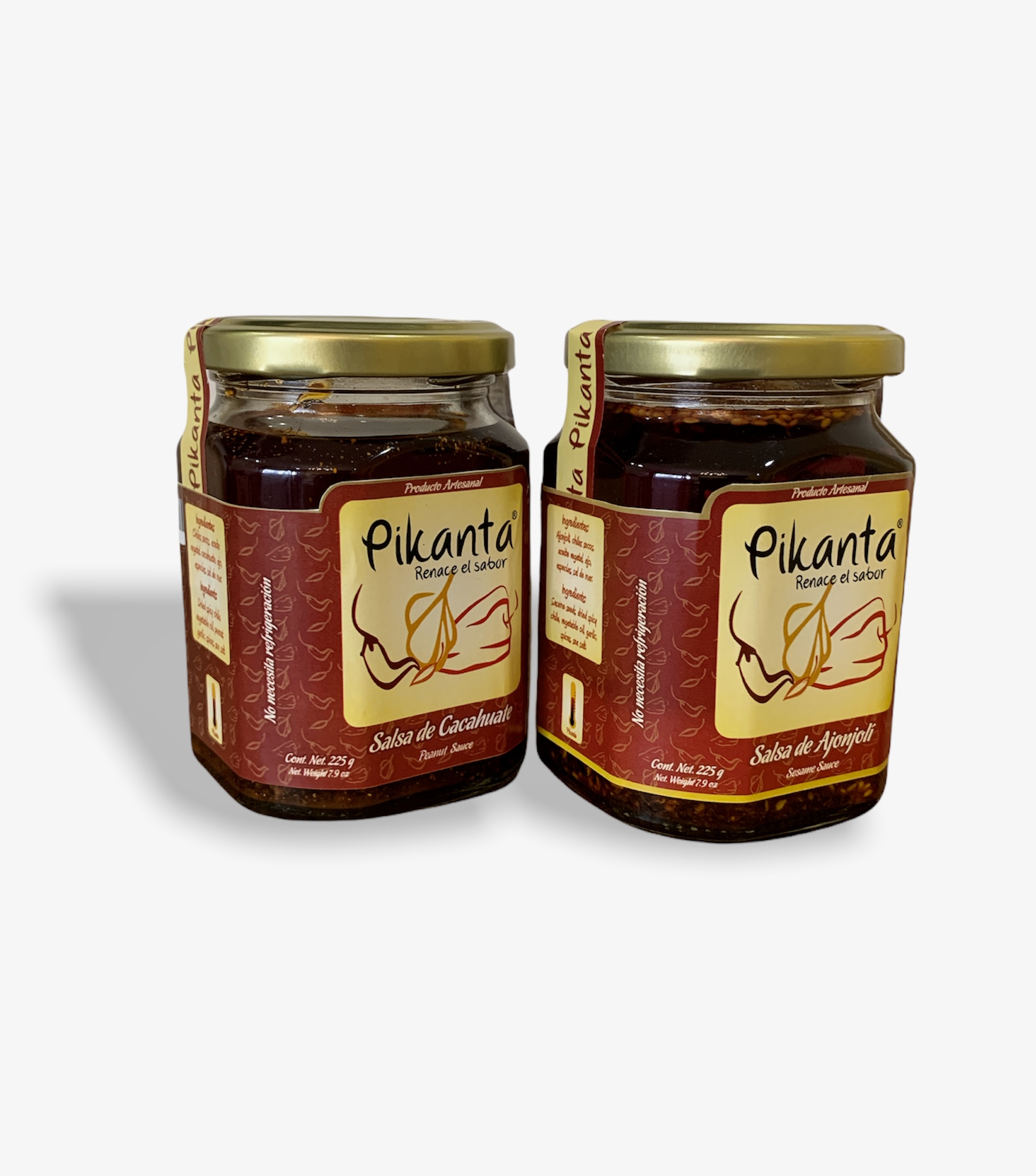 SALSA PIKANTA GOURMET ARTESANAL DE CACAHUATE Y AJONJOLI FRASCOS DE 250 GR