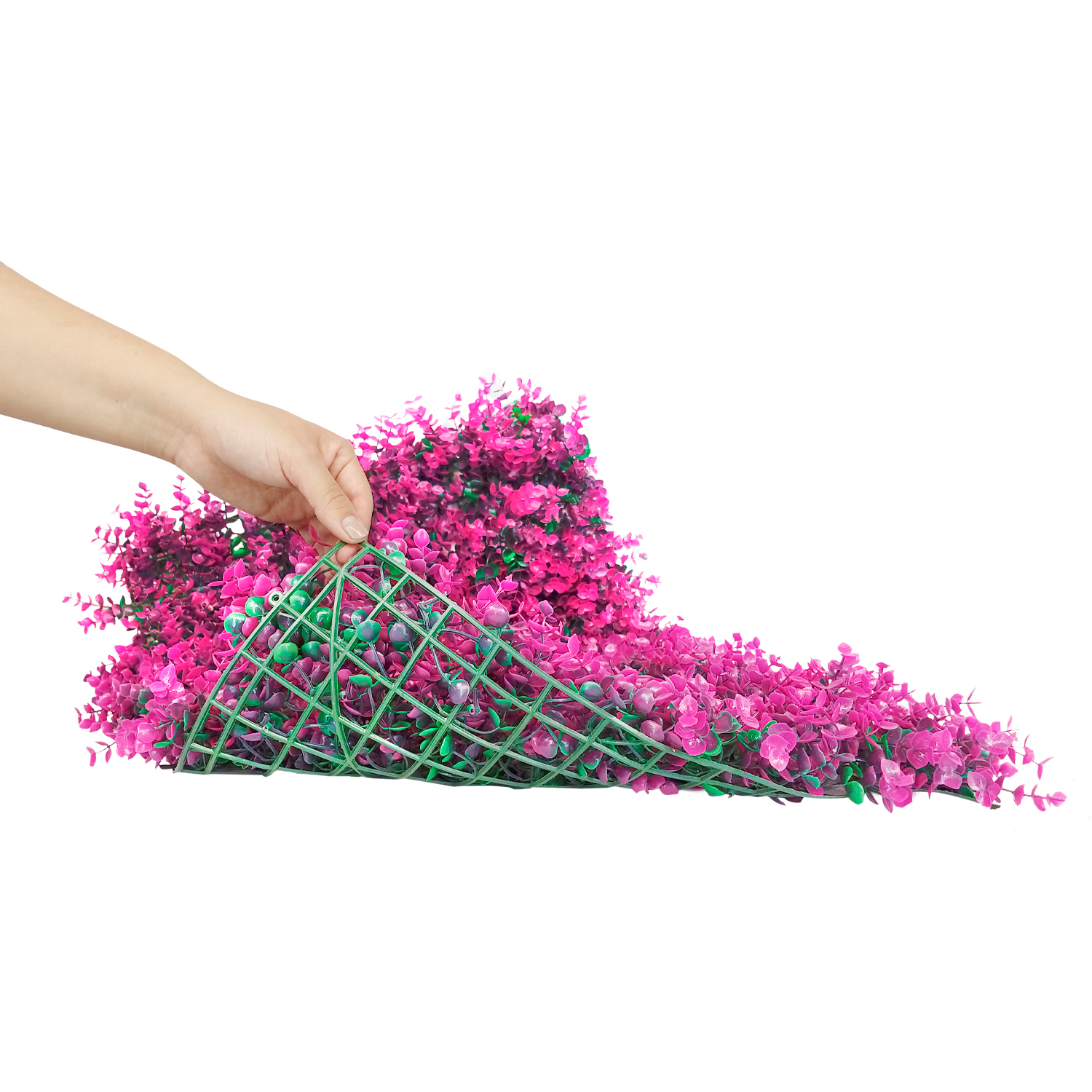 Muro Verde 20 Piezas Follaje Artificial Pared Decorativo 60x40 Pasto Rosa