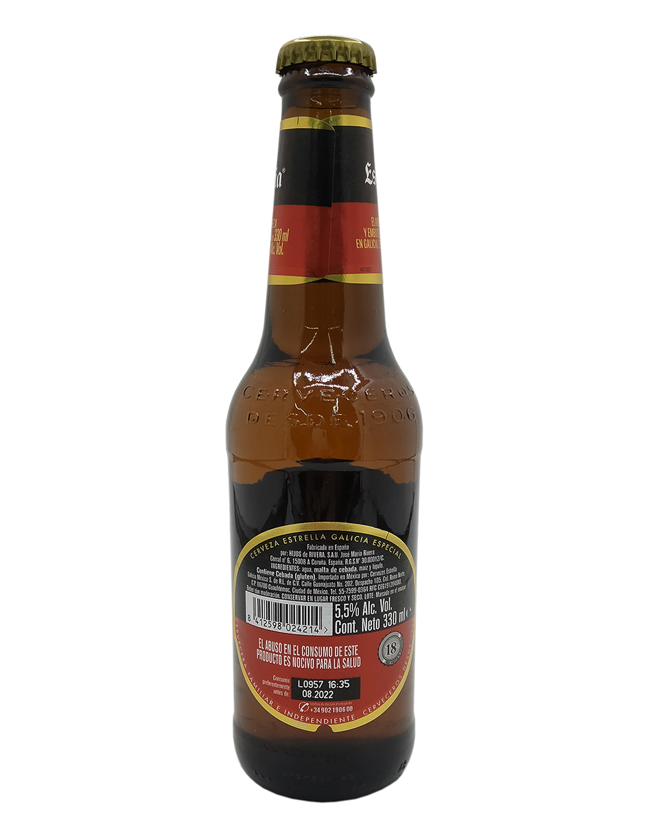 CERVEZA ESPAÑOLA  ESTRELLA GALICIA DOCE / PACK DE 12 330ML C/U