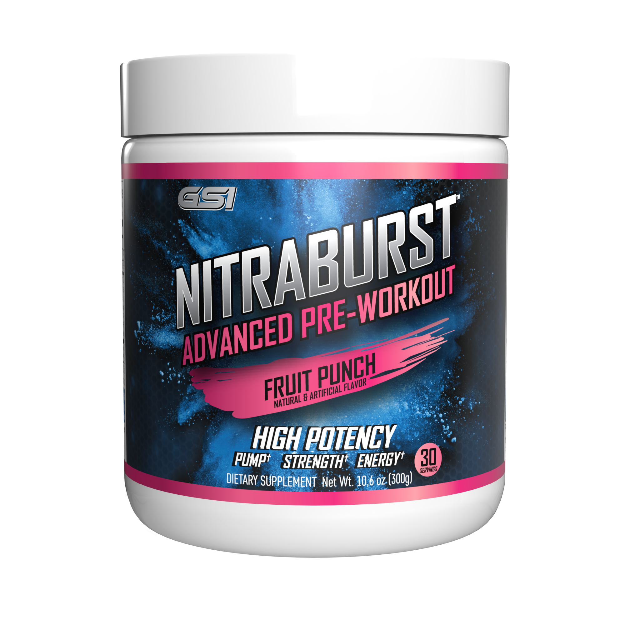 Nitraburst Advanced, Giant Sports, Pre-Entreno, Óxido, Pre workout Potente, 30 srv, Sabor Fruit Punch