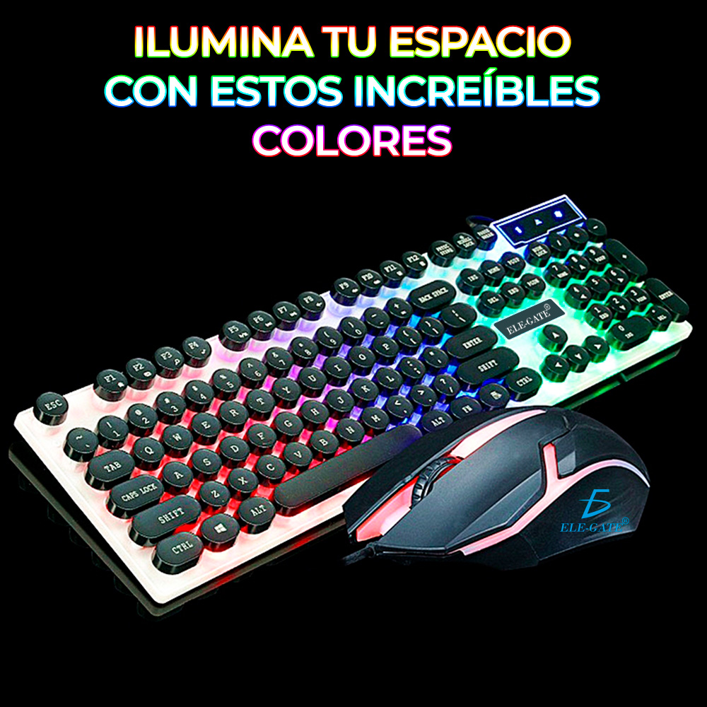 Kit Teclado Mouse Gamer Luz Led RGB iluminado.
