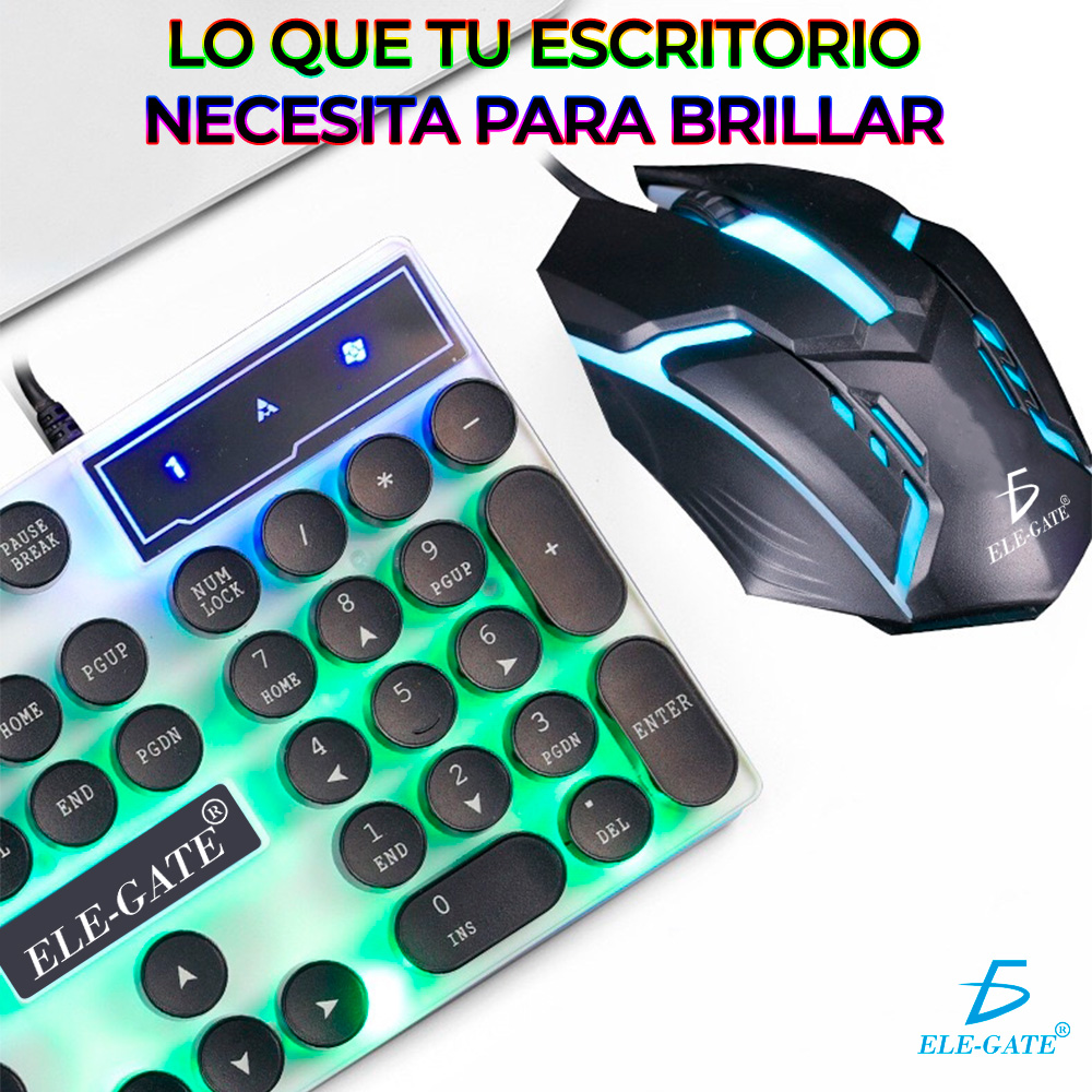 Kit Teclado Mouse Gamer Luz Led RGB iluminado.