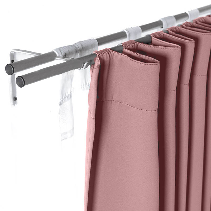 Set De Cortinas Para Sala | Cortinas Blackout Rosas + Traslúcidas + Cortinero