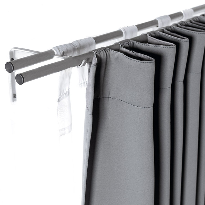 Set De Cortinas Para Sala | Cortinas Blackout Grises + Traslúcidas + Cortinero