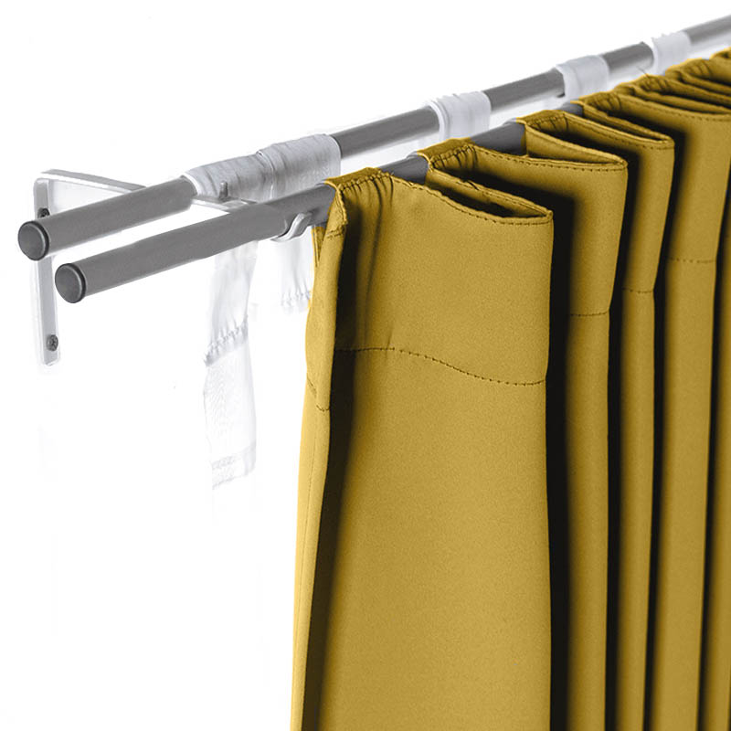 Set De Cortinas Para Recámara | Cortinas Blackout Mostaza + Traslúcidas + Cortinero